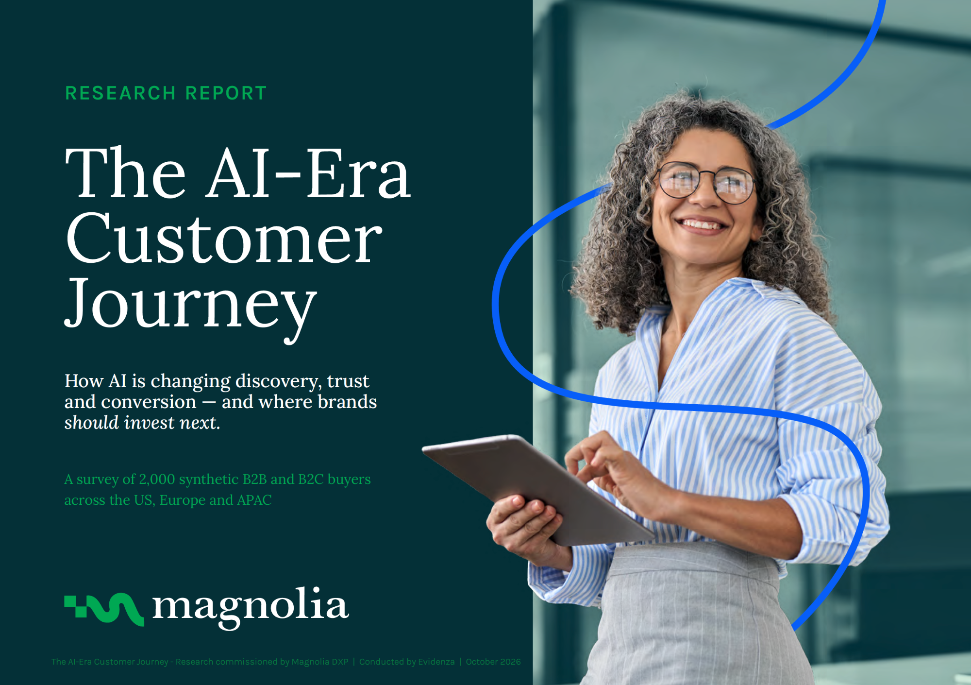 Cover of the research report The AI-Era Customer Journey, commissioned by Magnolia DXP and conducted by Evidenza